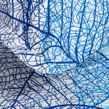 Light Blue Floral 144 TC Cotton King Bedsheet With 2 Pillowcovers