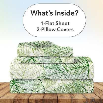 Sage Green Dry Leaf Texture Double Bedsheet