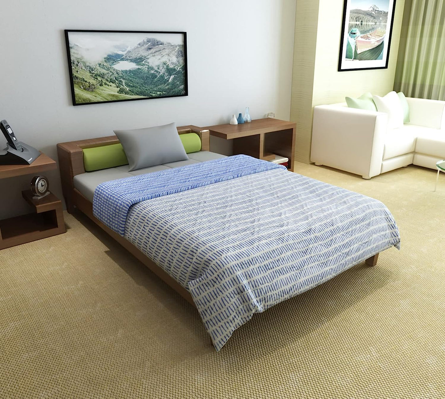 Dash Line Cambric AC Quilt Comforter for Single Bed