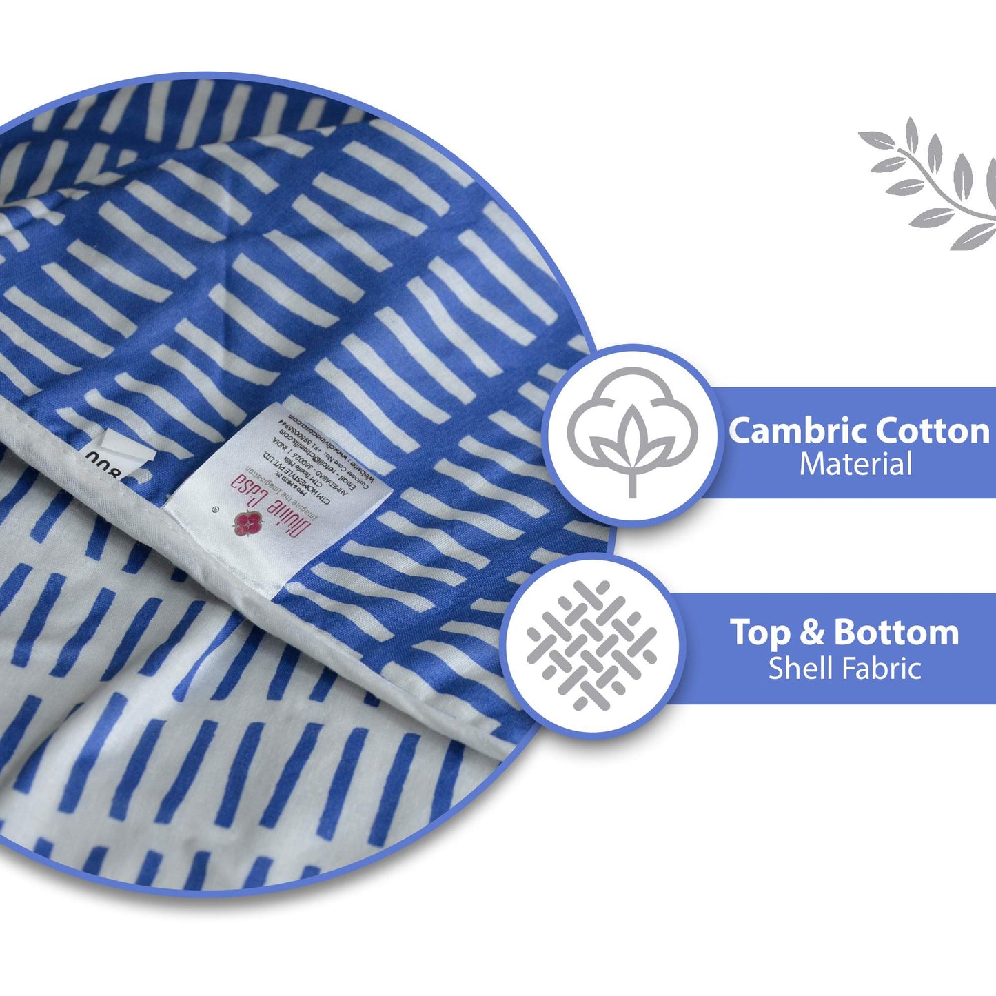 Light Blue And White 120 TC 100% Cambric Cotton Abstract Single Bed AC Blanket Dohar for All Season