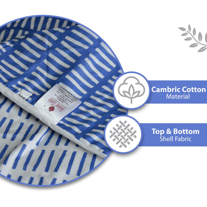 Light Blue And White 120 TC 100% Cambric Cotton Abstract Single Bed AC Blanket Dohar for All Season