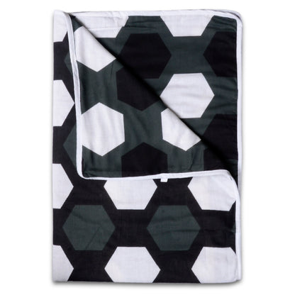 Grey And White 120 TC 100% Cambric Cotton Abstract Hexagon Single Bed AC Blanket Dohar for All Season