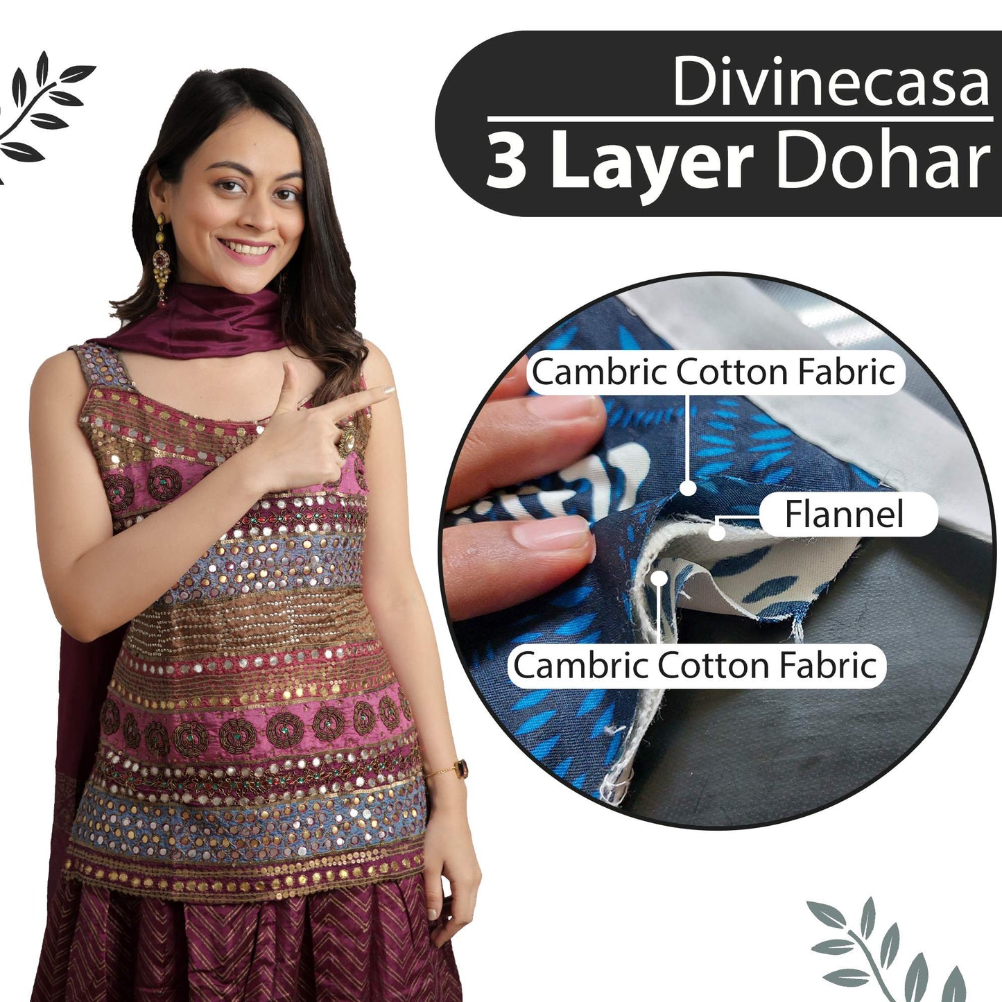 Grey And White 120 TC 100% Cambric Cotton Abstract Hexagon Single Bed AC Blanket Dohar for All Season