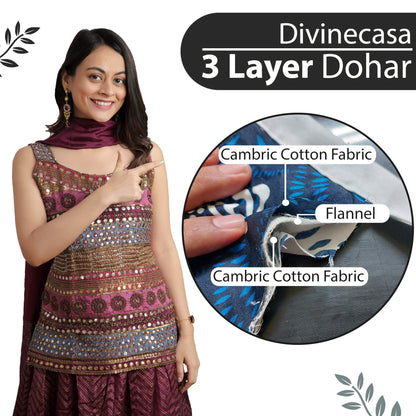 Grey And White 120 TC 100% Cambric Cotton Abstract Hexagon Single Bed AC Blanket Dohar for All Season