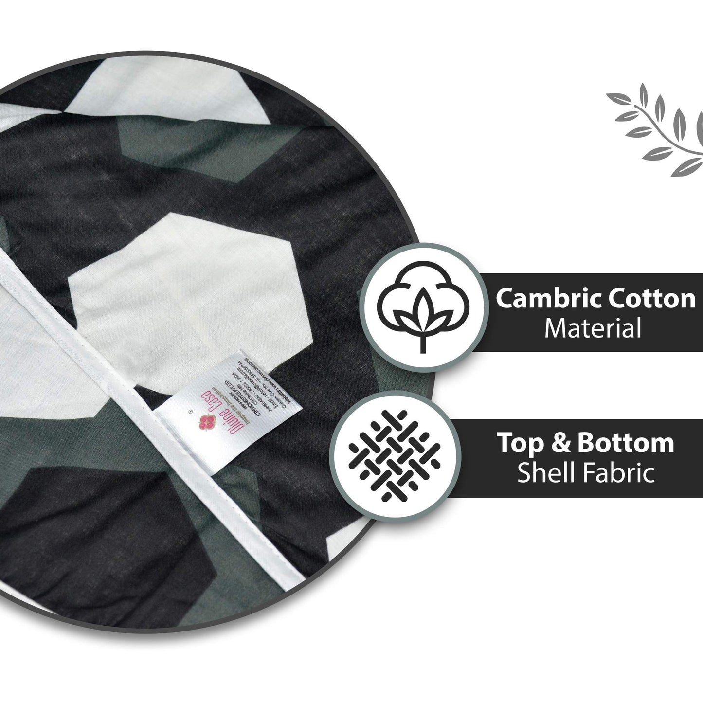 Grey And White 120 TC 100% Cambric Cotton Abstract Hexagon Single Bed AC Blanket Dohar for All Season