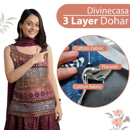 Vintage Floral Peach and White 144 TC 100% Cotton All Season AC Dohar for Single Bed