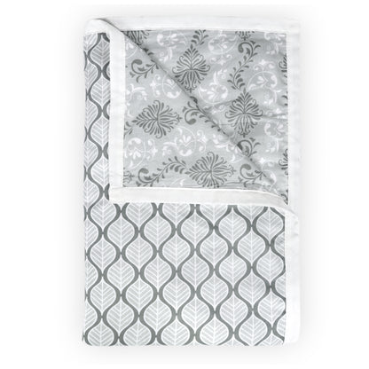 Gray and White 120 GSM Ethnic Print Soft Light-weight3 Layer AC Dohar For Single Bed