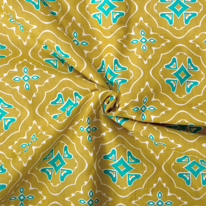 120 GSM Ethnic Print Green and White Cotton Reversible Dohar For Single Bed