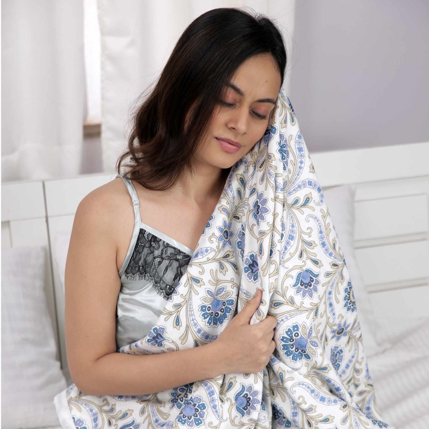 120 GSM Reversible Floral Print Cotton Dohar For Single Bed