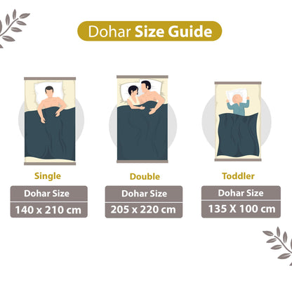 Floral White and Green 120 GSM Reversible Cotton Single Bed Dohar