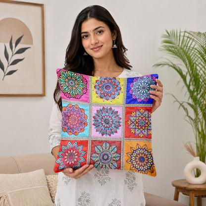 Mandala Print Pink Multicolor Cushion Covers Set of 5