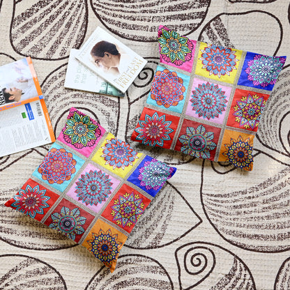 Mandala Print Pink Multicolor Cushion Covers Set of 5