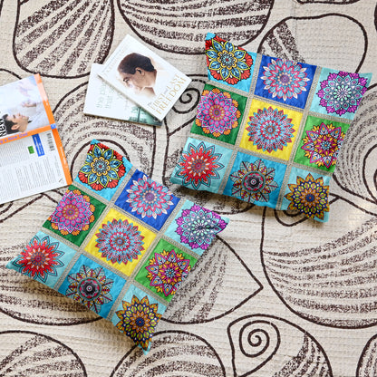 Mandala Print Yellow Multicolor Cushion Covers Set of 5