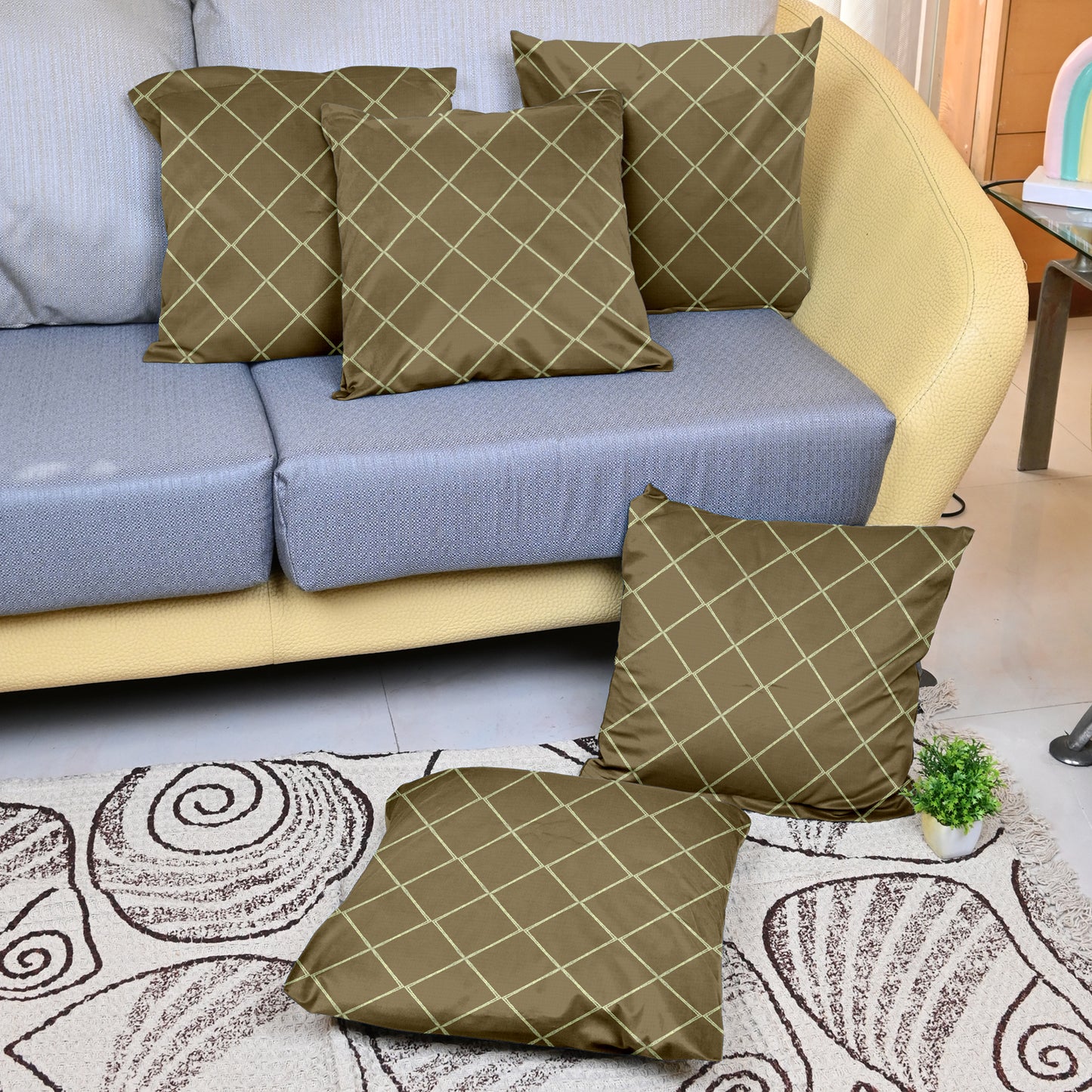 Rolex Camel Color Cushion Covers Set of 5