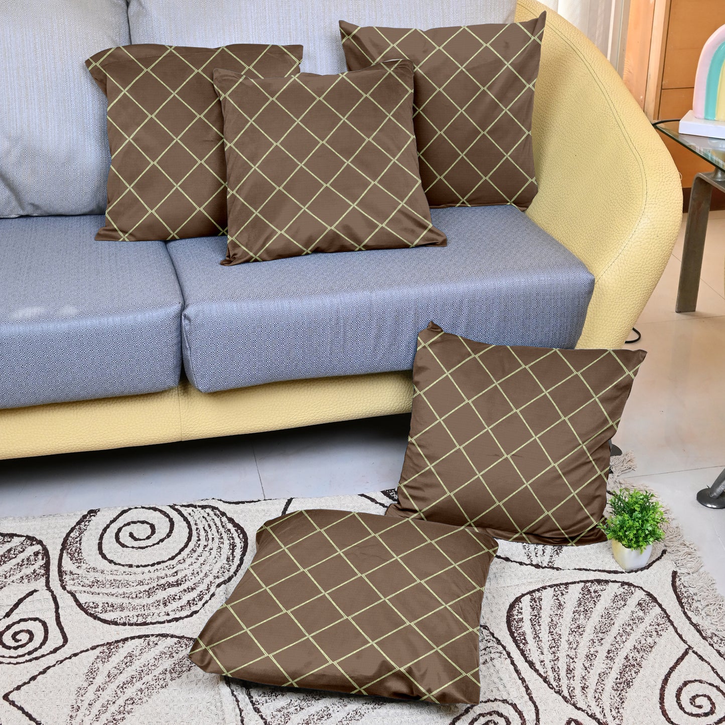 Rolex Coffee Color Cushion Covers Set of 5