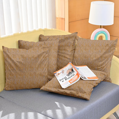 Brown Textured Set of 5 Microfiber Cushion Covers 16x16 Inches