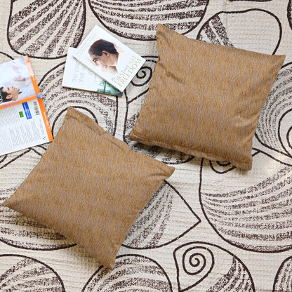 Brown Textured Set of 5 Microfiber Cushion Covers 16x16 Inches