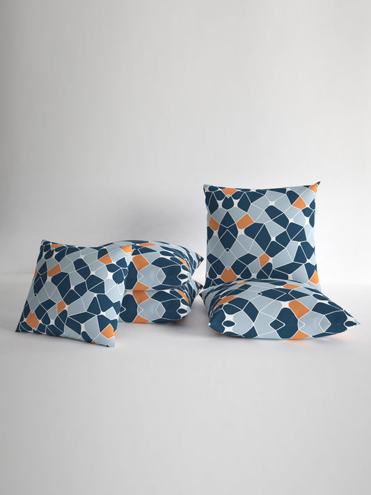 Blue and Grey Set of 5 Microfiber Cushion Covers 16x16 Inchs (40x40,CM)