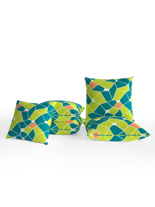 Blue and Green Set of 5 Microfiber Cushion Covers 16x16 Inchs (40x40,CM)