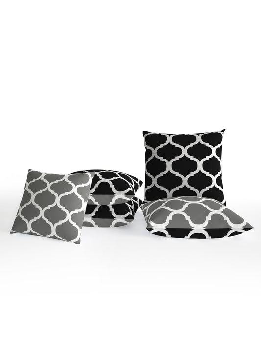 Black Set of 5 Microfiber Cushion Covers 16x16 Inchs (40x40,CM)