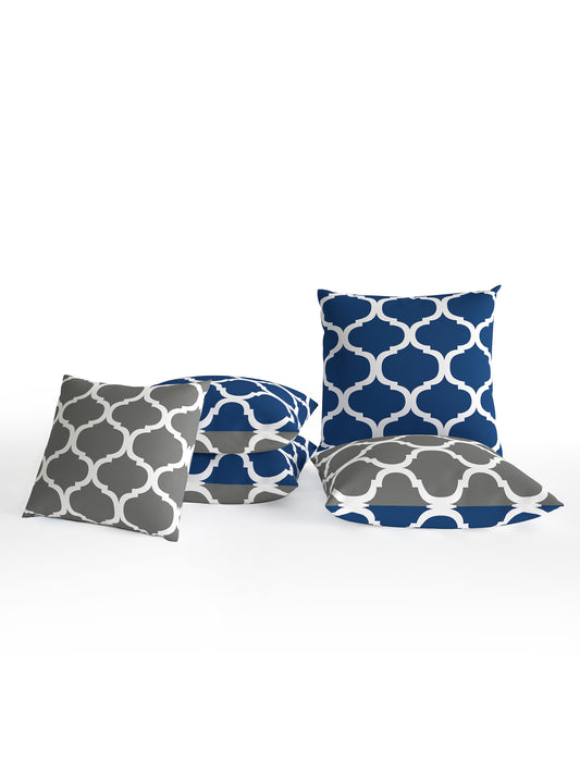 Blue Set of 5 Microfiber Cushion Covers 16x16 Inchs (40x40,CM)