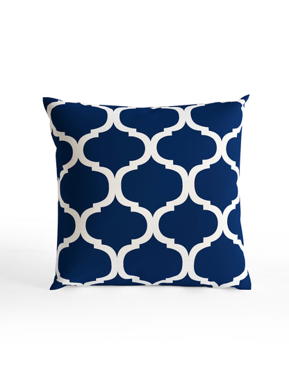 Deep Blue Moroccan Set of 5 Microfiber Cushion Covers - 16x16 Inches