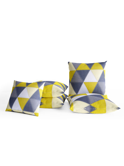 Yellow Triangle Pattern Microfiber Cushion Covers Set of 5  16x16 Inchs (40x40,CM)