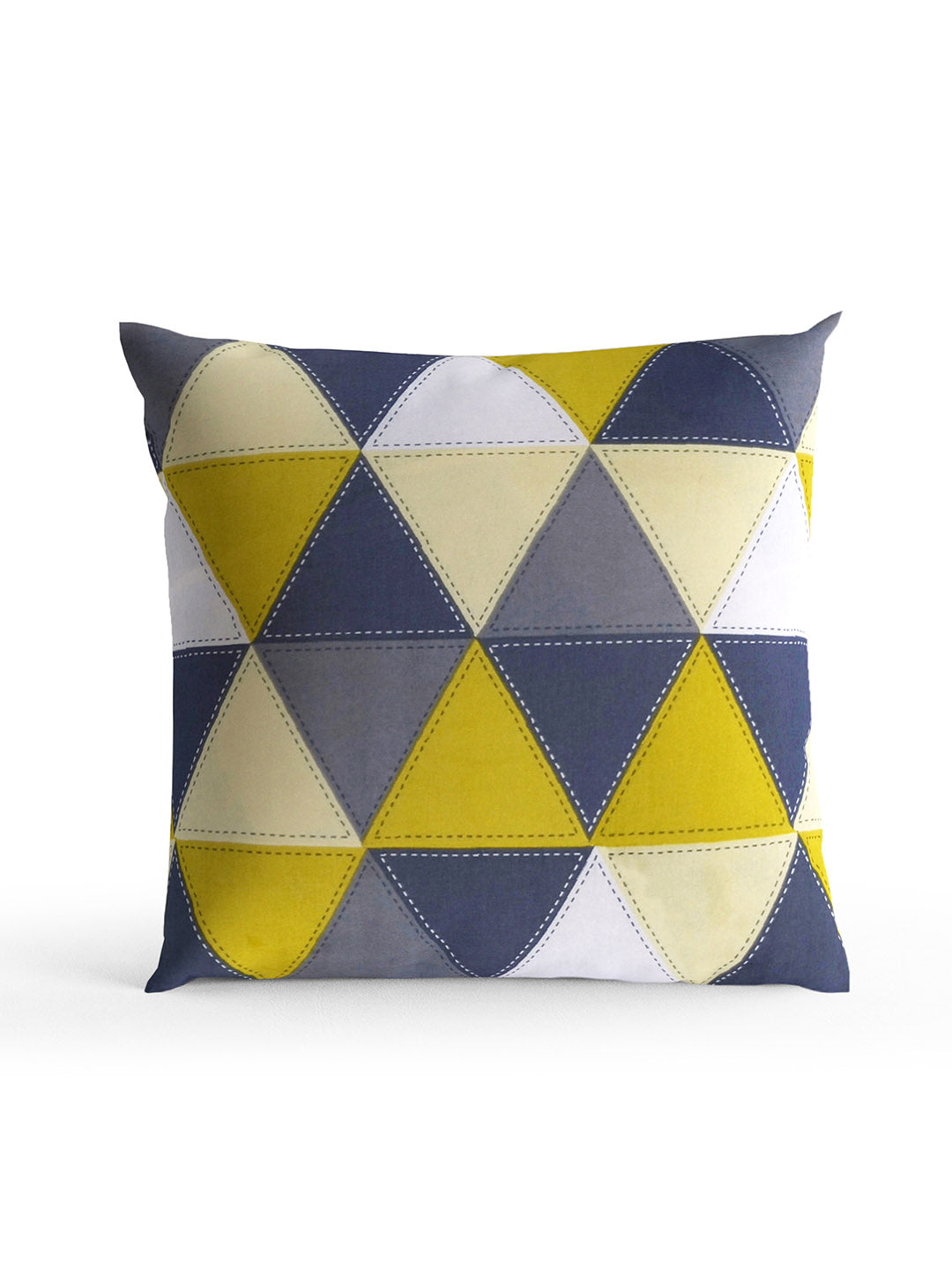 Yellow Triangle Pattern Microfiber Cushion Covers Set of 5  16x16 Inchs (40x40,CM)