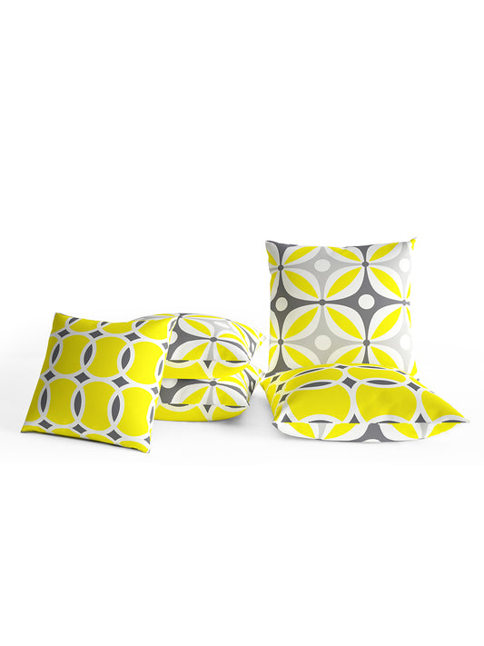 Yellow Set of 5 Microfiber Cushion Covers 16x16 Inchs (40x40,CM)