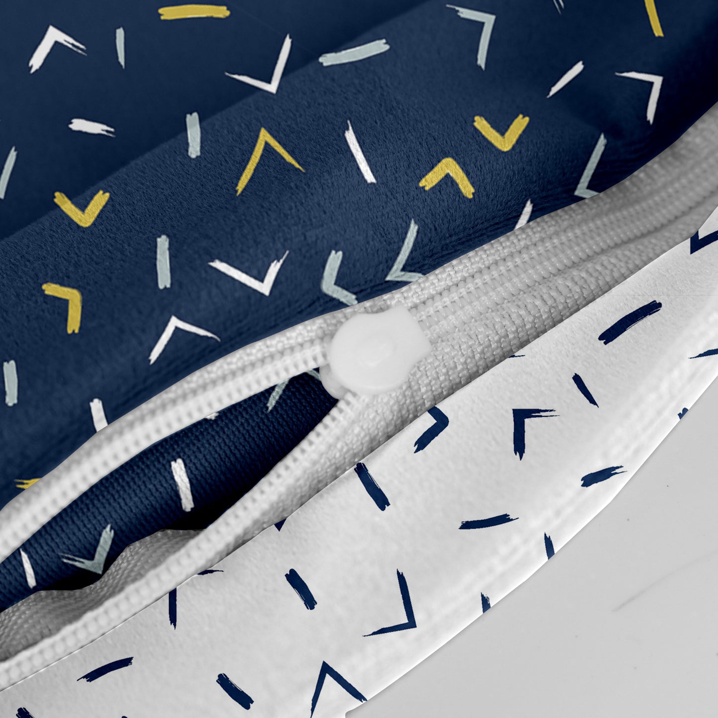 Navy Blue Arrow Printed Set of 5 Microfiber Cushion Covers 16x16 Inches