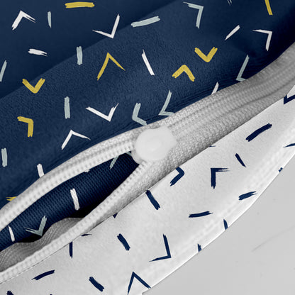Navy Blue Arrow Printed Set of 5 Microfiber Cushion Covers 16x16 Inches