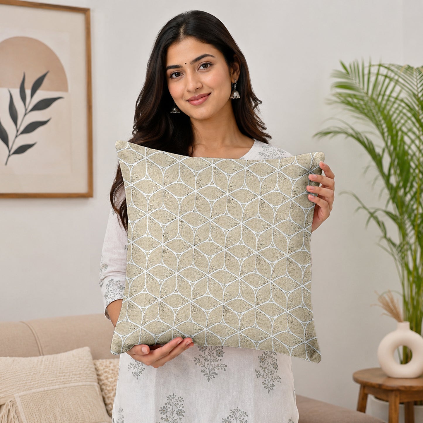 Pluto Beige Color Cushion Covers Set of 5