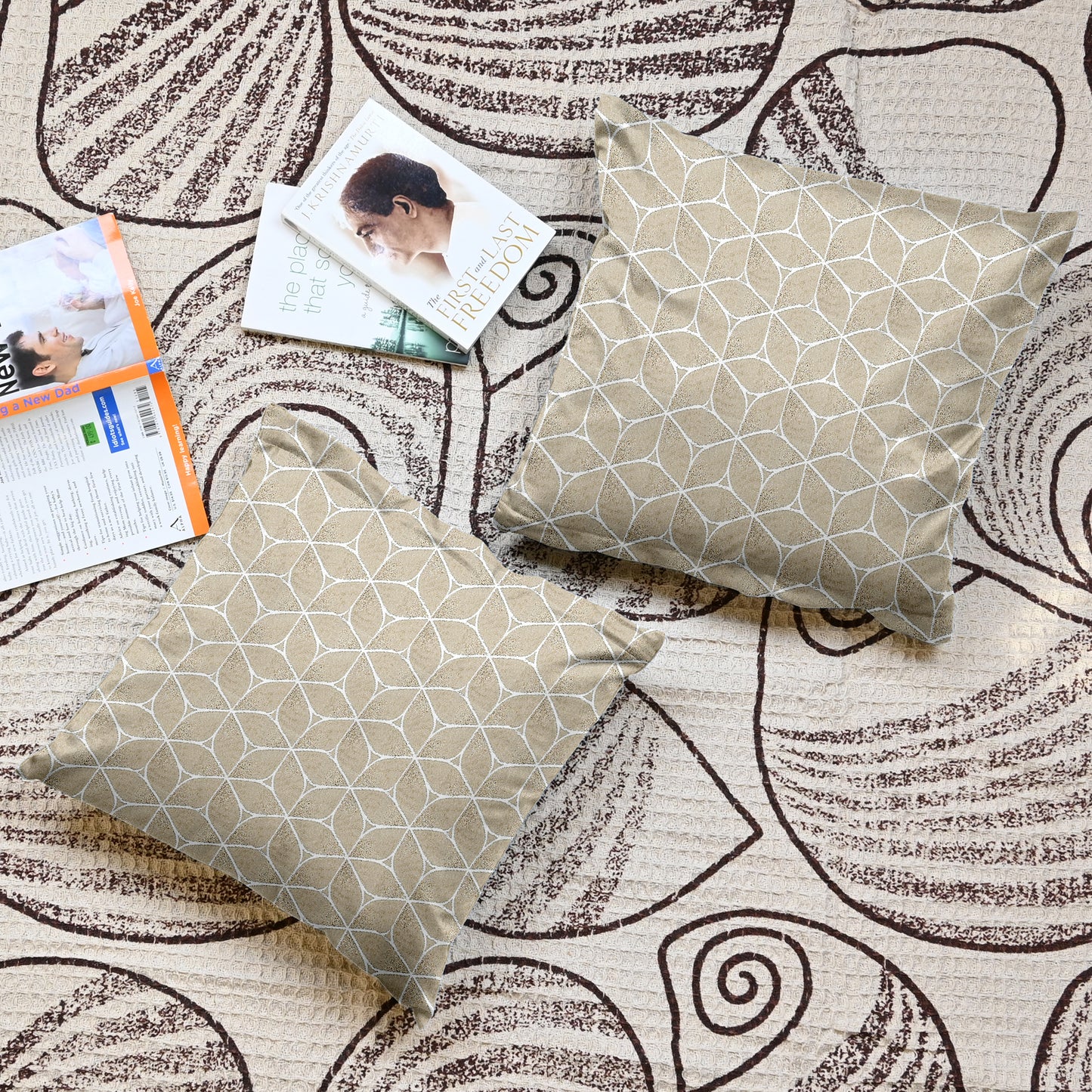 Pluto Beige Color Cushion Covers Set of 5