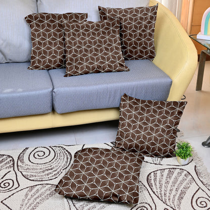 Pluto Brown Color Cushion Covers Set of 5