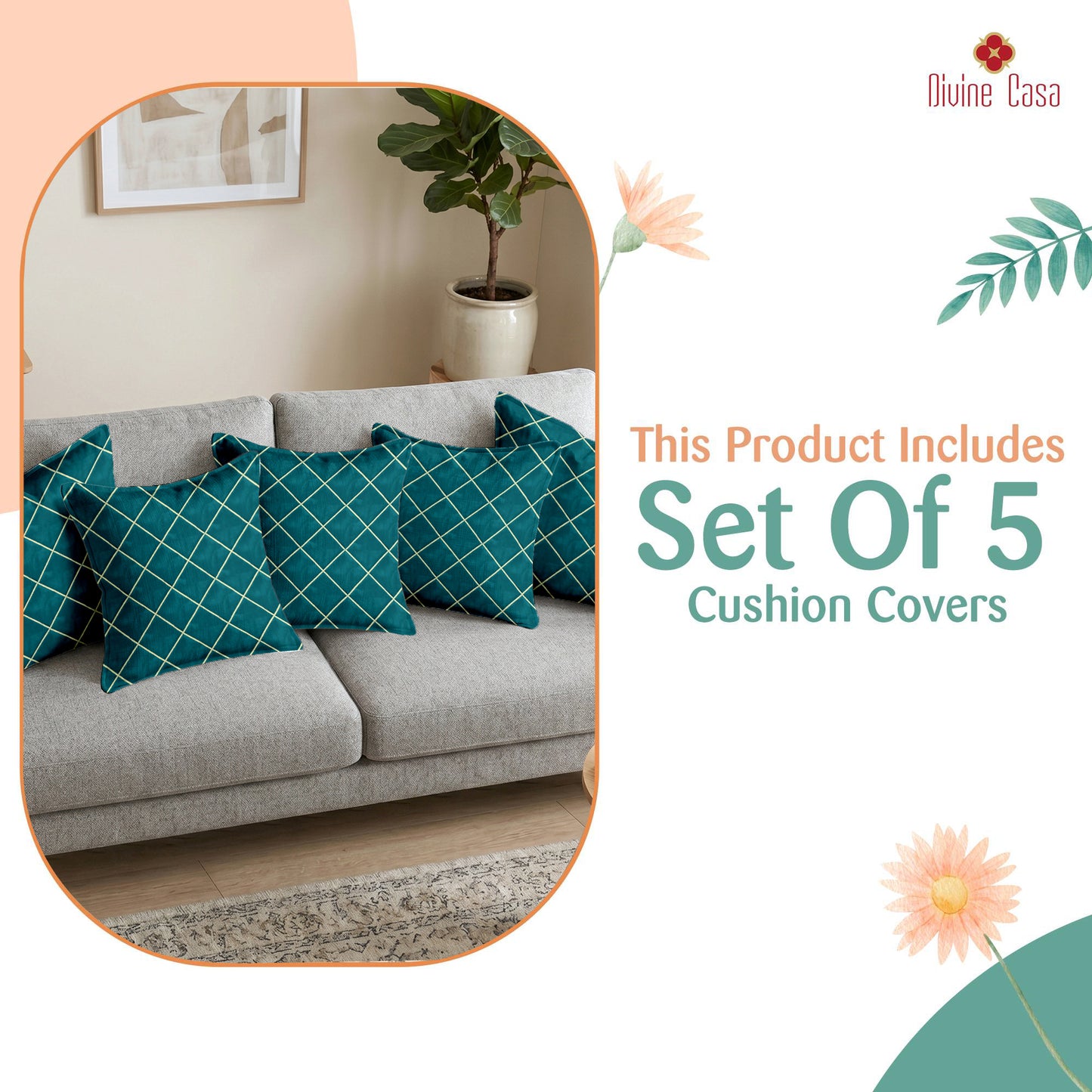 Pluto Cream Color Cushion Covers Set of 5
