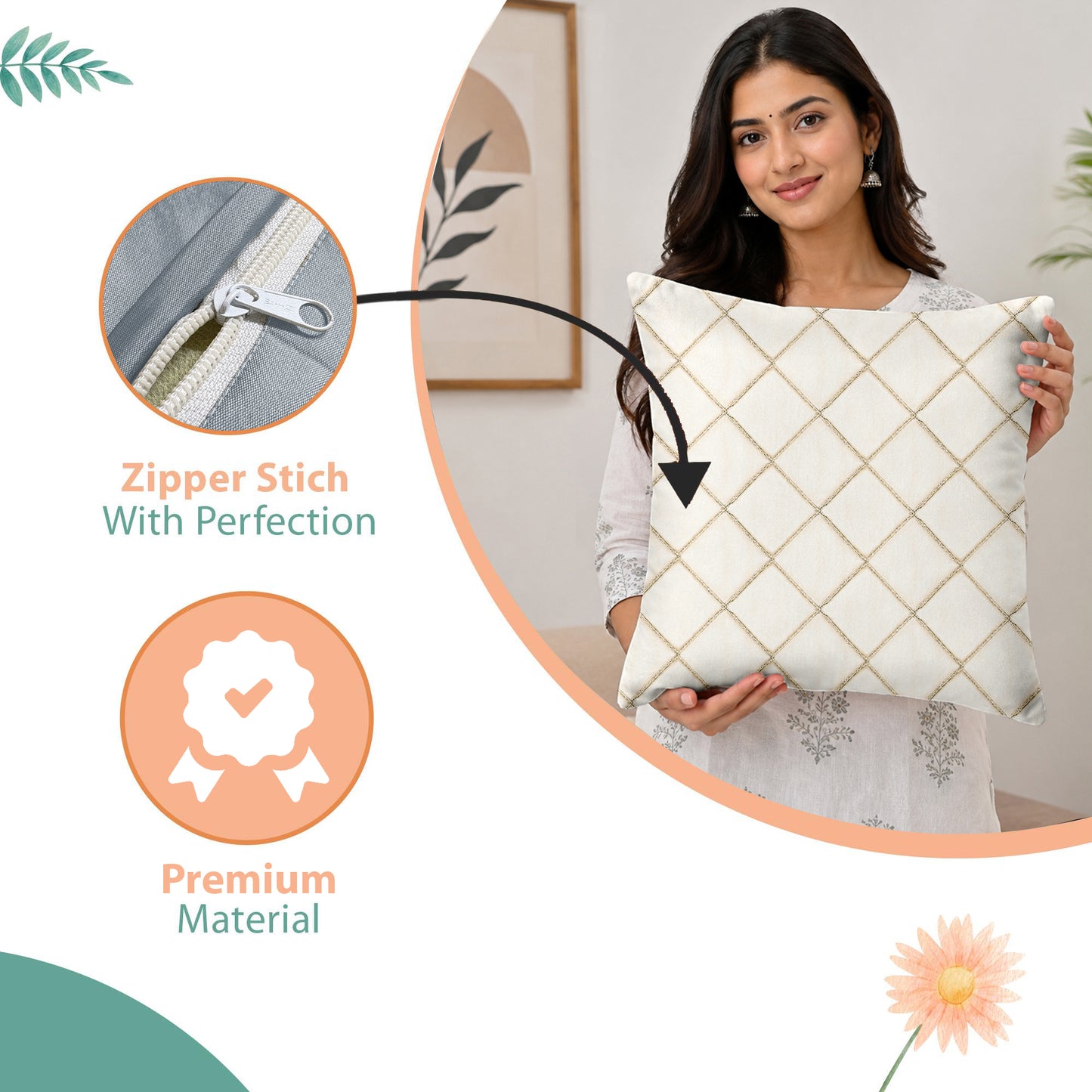 Pluto Cream Color Cushion Covers Set of 5
