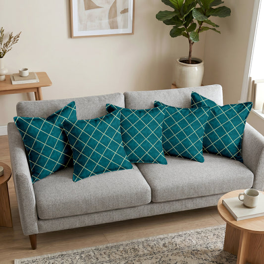 Rolex Teal Color Cushion Covers Set of 5