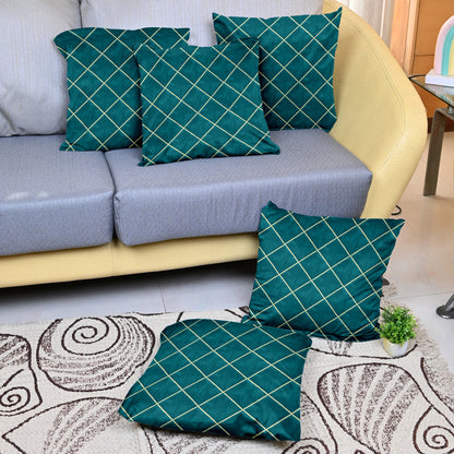Rolex Teal Color Cushion Covers Set of 5