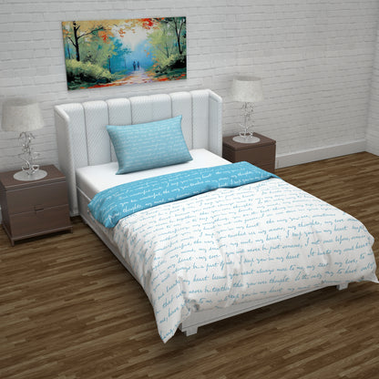 Microfiber Reversible Single Bed AC Duvet Cover with 1 Pillow Cover for Comforter - Blue & White