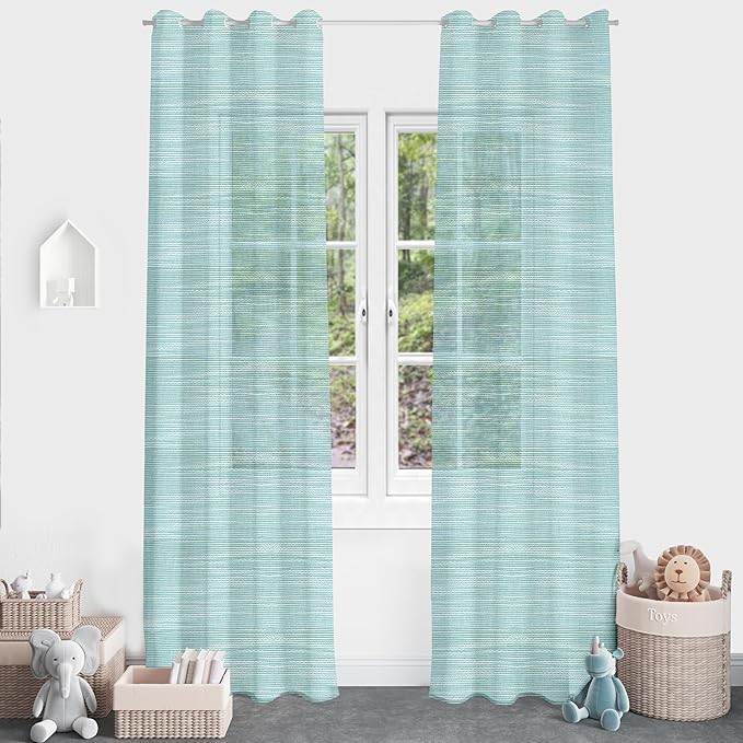 7 Feet Melody Sheer Curtain Door Premium Soft Single Panel (Nile Blue)