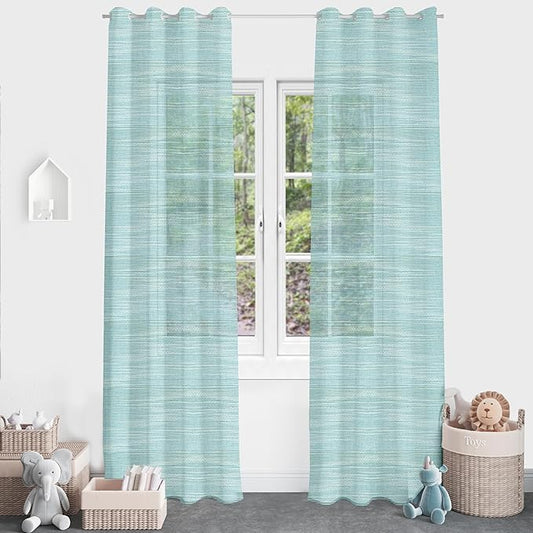 7 Feet Melody Sheer Curtain Door Premium Soft Single Panel (Nile Blue)
