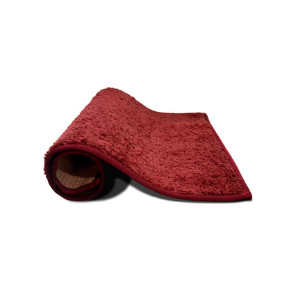 Microfiber Door Mat for Indoor/Outdoor Non Slip Rubber Maroon Set of 2