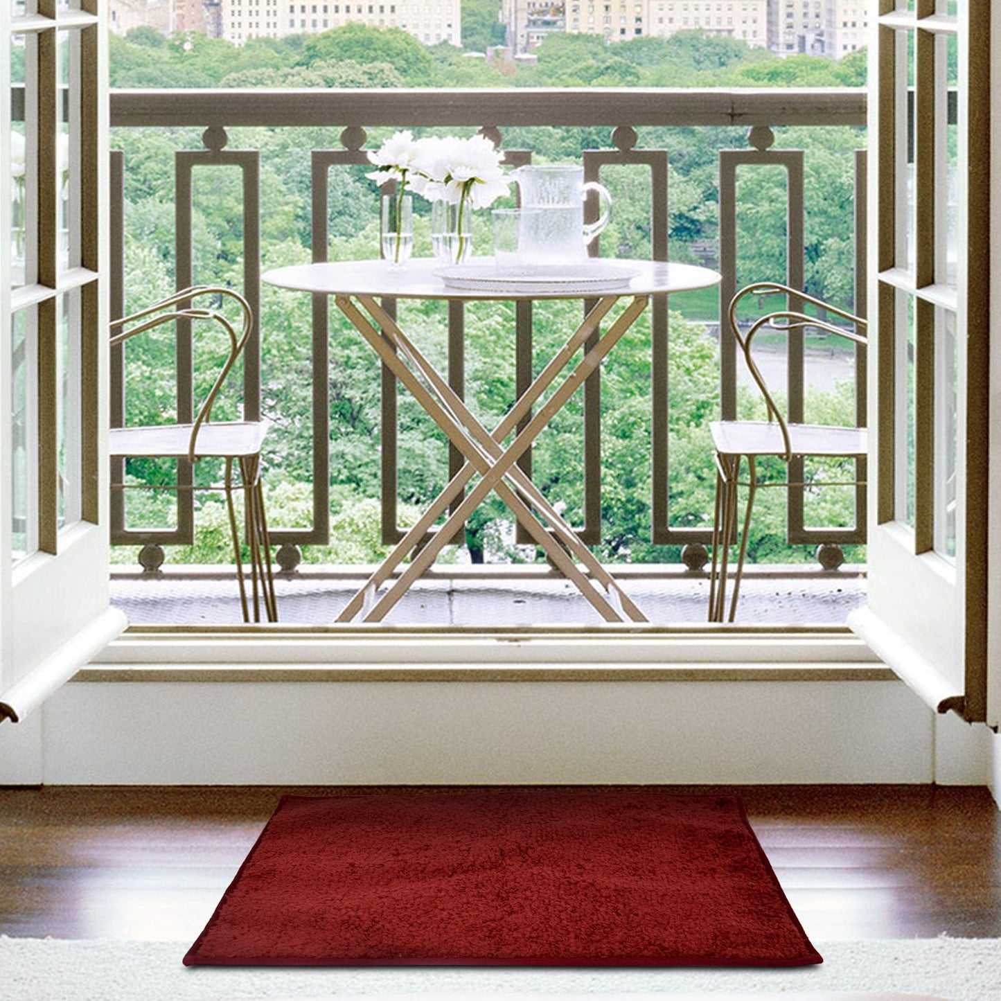 Microfiber Door Mat for Indoor/Outdoor Non Slip Rubber Maroon Set of 2