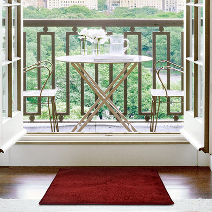 Microfiber Door Mat for Indoor/Outdoor Non Slip Rubber Maroon Set of 2