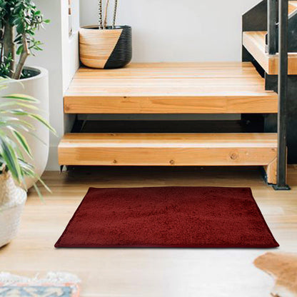 Microfiber Door Mat for Indoor/Outdoor Non Slip Rubber Maroon Set of 2