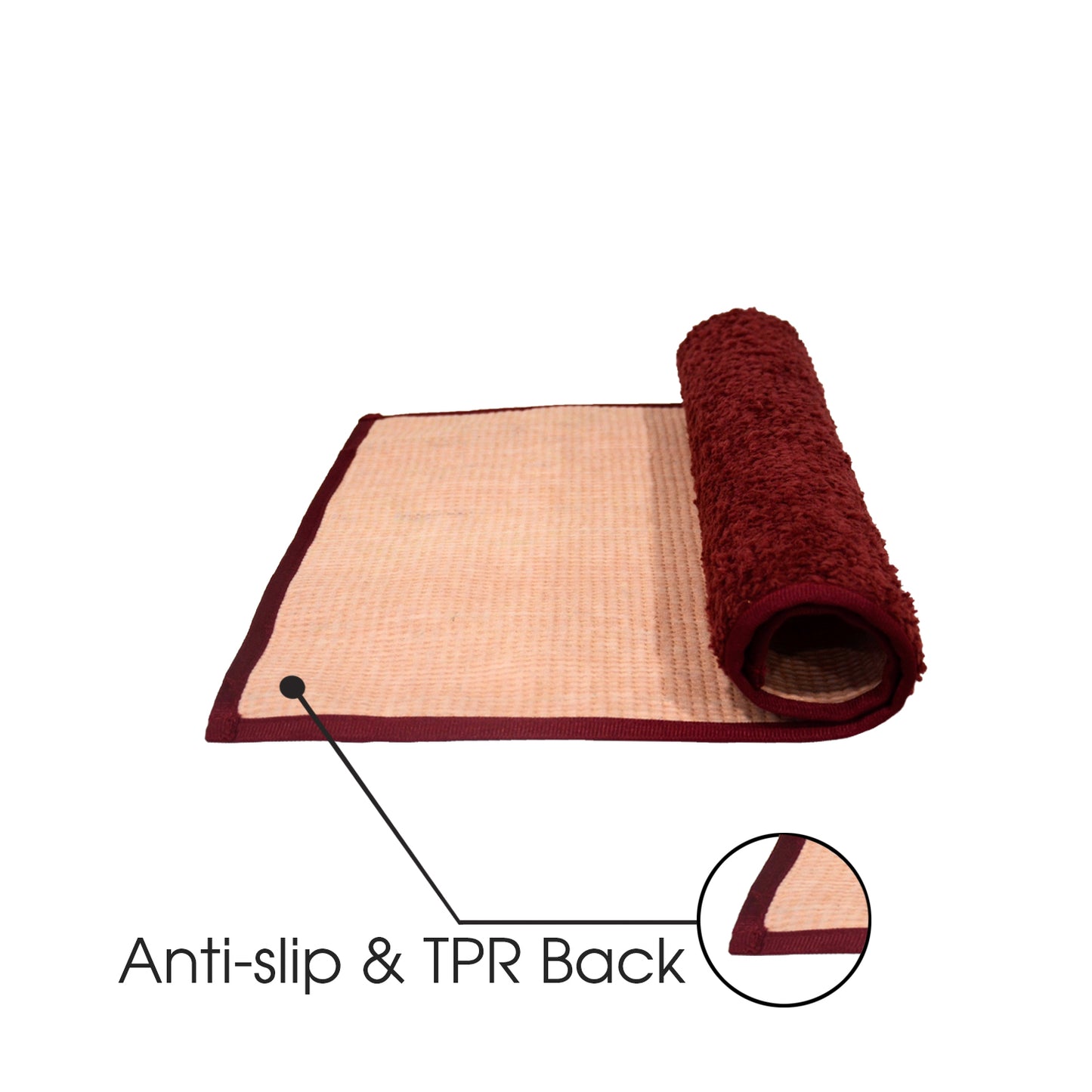 Microfiber Door Mat for Indoor/Outdoor Non Slip Rubber Maroon Set of 2