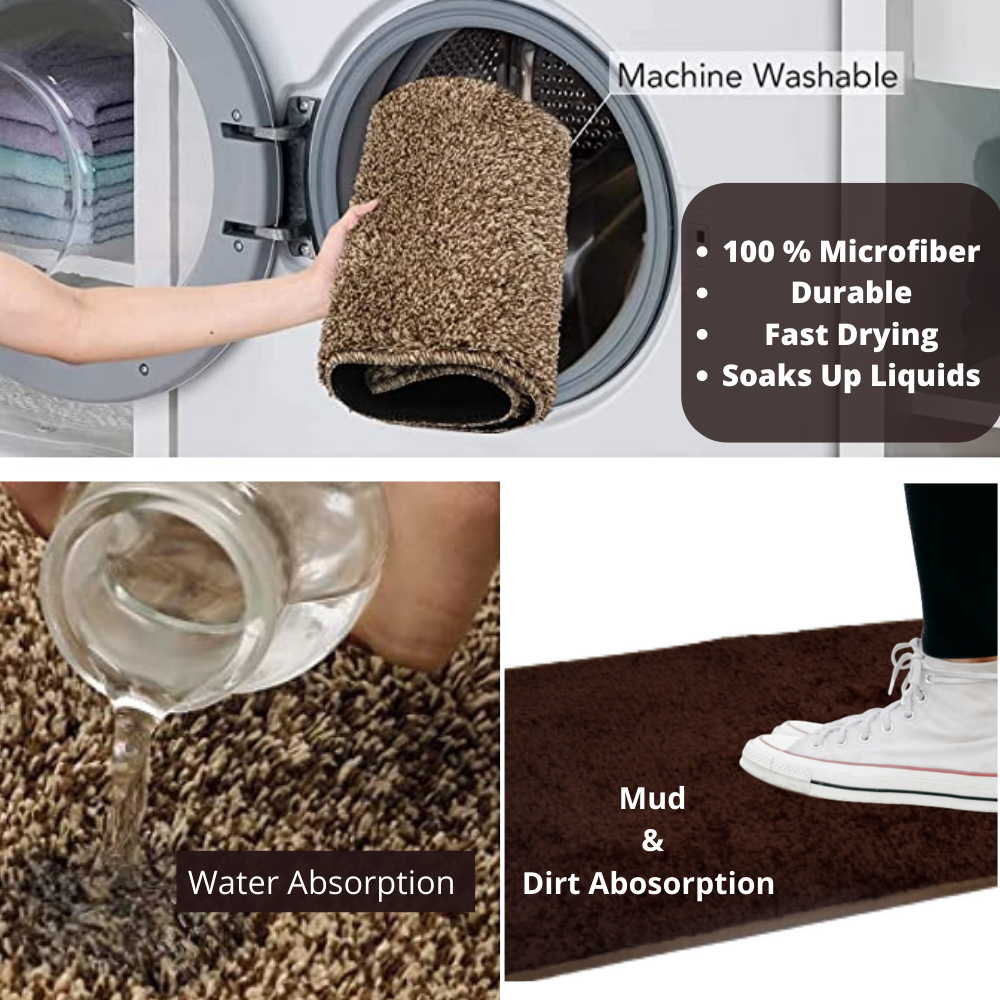 Microfiber Door Mat for Indoor/Outdoor Non Slip Rubber Maroon Set of 2