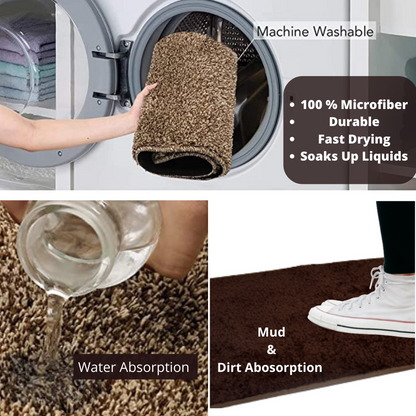 Microfiber Door Mat for Indoor/Outdoor Non Slip Rubber Maroon Set of 2