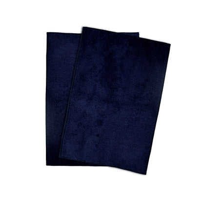 Microfiber Door Mat for Indoor/Outdoor Non Slip Rubber Dark Blue Set of 2