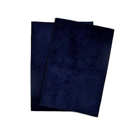 Microfiber Door Mat for Indoor/Outdoor Non Slip Rubber Dark Blue Set of 2